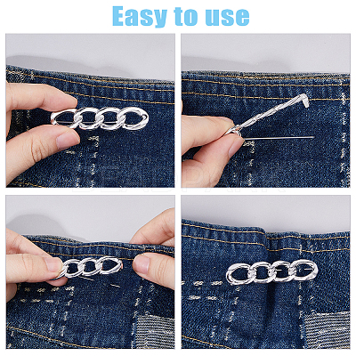 9Pcs 3 Colors Oval Link Chain Alloy Adjustable Jean Button Pins FIND-DC0007-87-1