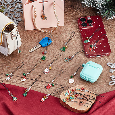 Christmas Alloy Enamel Mobile Straps HJEW-GA00026-1