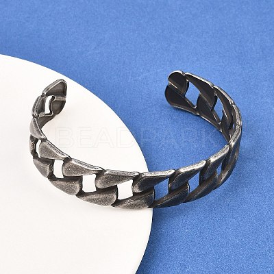 316 Surgical Stainless Steel Curb Chain Cuff Bangles BJEW-C125-08AS-1