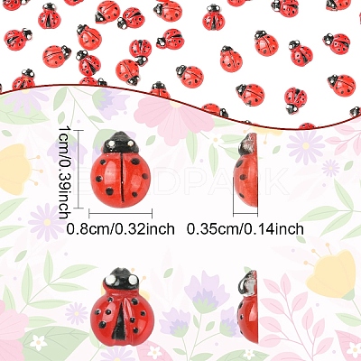 100Pcs 2 Styles Ladybug Resin Cabochons MRMJ-YW0001-079-1