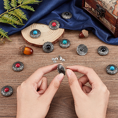 24Sets 4 Colors Alloy Decorative Rivets FIND-GA0002-14-1