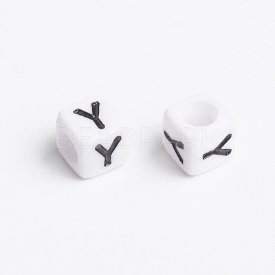 Acrylic Horizontal Hole Letter Beads PL37C9308-Y-1