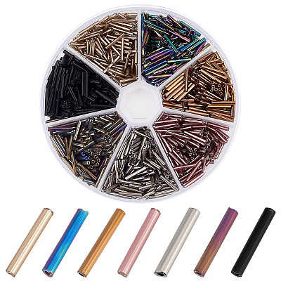 623Pcs 7 Style Glass Bugle Beads SEED-PH0002-12-1