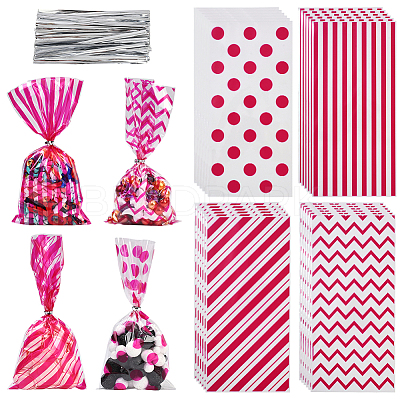 100Pcs 4 Styles Rectangle Plastic Candy Bags ABAG-WH20013-19E-1