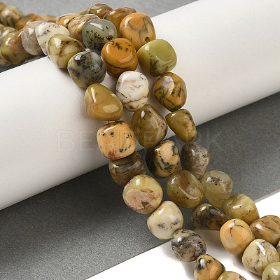 Natural Yellow Moss Agate Beads Strands G-B078-D13-01-1