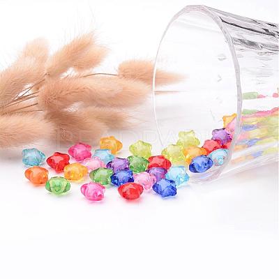 Transparent Mixed Color Acrylic Star Beads X-TACR-S091-12mm-M-1