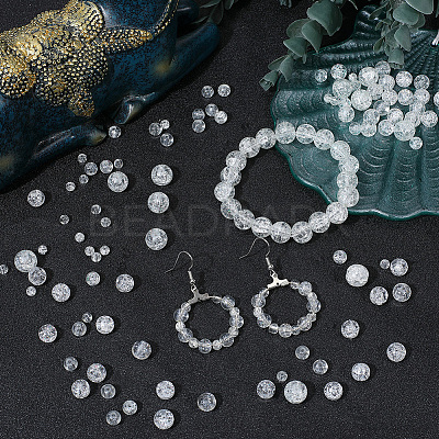 450Pcs 4 Styles Spray Painted Crackle Glass Beads CCG-PA0001-09A-1