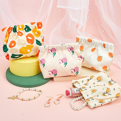 4pcs Mini Cloth Printed Multipurpose Shrapnel Makeup Bags Change Purse ABAG-GF0001-26-1