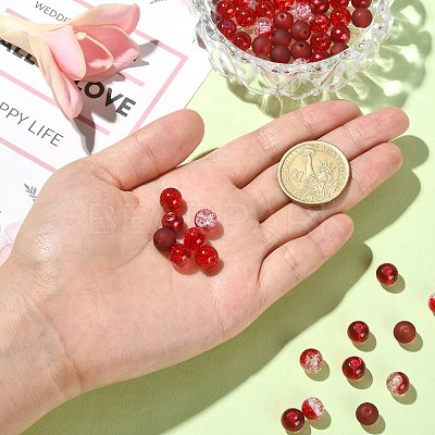 100Pcs Transparent Frosted Glass Beads Strands GLAA-CJ0002-05-1