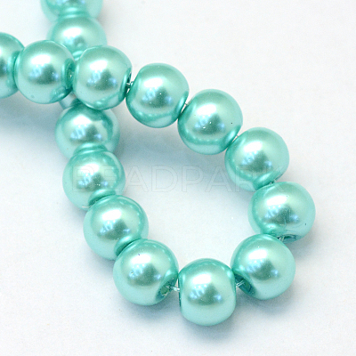 Baking Paint Pearlized Glass Pearl Round Bead Strands HY-Q003-10mm-65-1