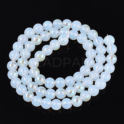 Electroplate Imitation Jade Glass Beads Strands EGLA-Q132-6MM-01B-02-1