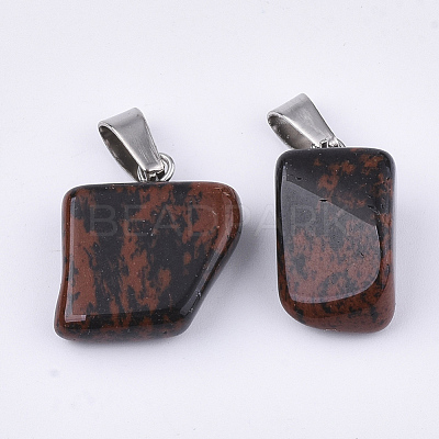 Natural Mahogany Obsidian Pendants G-Q996-02-1