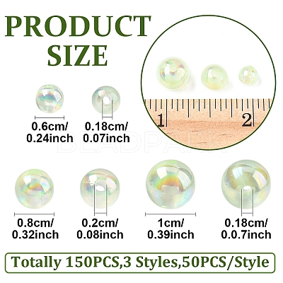 150Pcs 3 Styles Transparent Acrylic Beads MACR-YW0003-96C-1