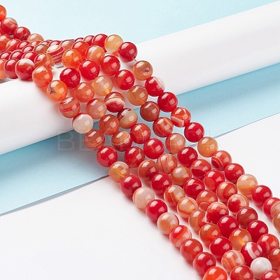 Natural Striped Agate/Banded Agate Bead Strands X-G-K155-A-10mm-05-1