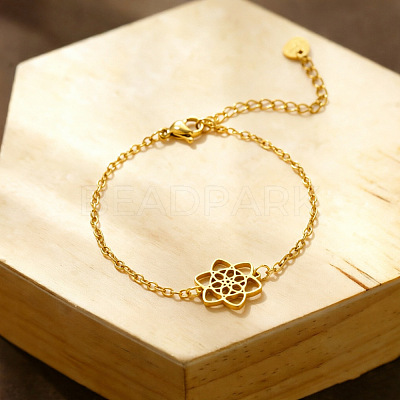 304 Stainless Steel Flower Link Bracelets WG0BE89-02-1