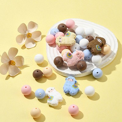 Silicone Focal Beads Alpaca/Round SIL-FS0001-13-1