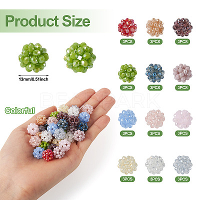 36Pcs 12 Colors Handmade Glass Woven Beads WOVE-TA0001-08-1