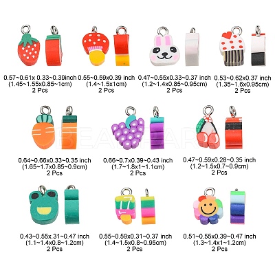 20Pcs 10 Style Handmade Polymer Clay Charms CLAY-YW0001-75-1