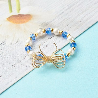 Imitate Austrian Crystal Bicone Glass Beaded Finger Rings RJEW-TA00003-04-1