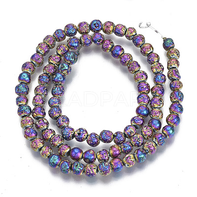 Electroplated Natural Lava Rock Beads Strands G-S352-30A-02-1