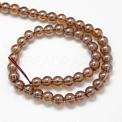 Electroplate Crystal Glass Round Beads Strands EGLA-F037-8mm-A-1