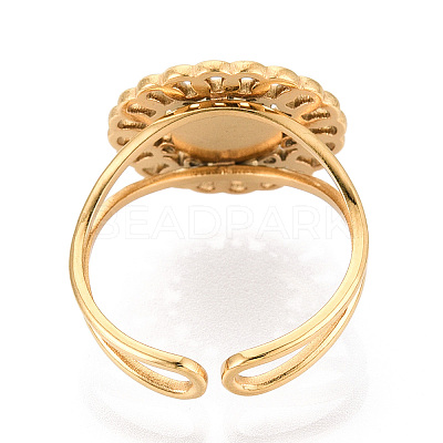 Flower 304 Stainless Steel Cuff Ring Components STAS-T066-02G-1