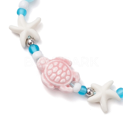 Synthetic Turquoise Bead Braided Bead Bracelets BJEW-JB11720-1