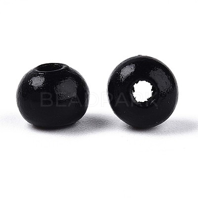 Spray Painted Round Natural Schima Wood Beads WOOD-A018-6mm-03-1