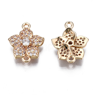 Brass Micro Pave Clear Cubic Zirconia Links Connectors X-KK-S359-155-RS-1