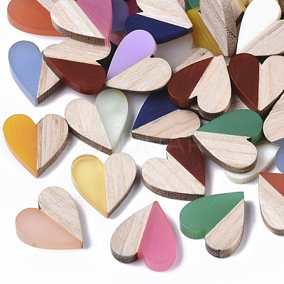 Resin & Wood Two Tone Cabochons RESI-R425-04-1