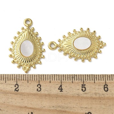 Teardrop 304 Stainless Steel Natural Paua Shell/White Shell Pendants Ion Plating(IP) STAS-U037-09G-01-1