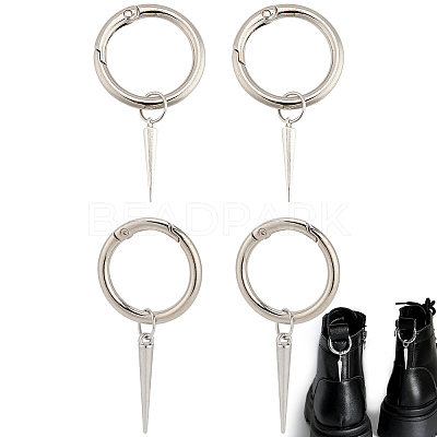 4Pcs 2 Styles Cone Spike Alloy Shoe Charms HJEW-AB00730-1