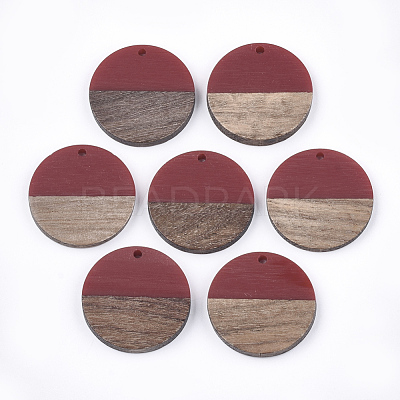 Resin & Walnut Wood Pendants RESI-S358-02B-12-1