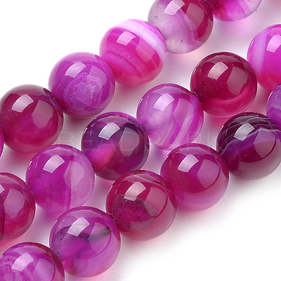 Natural Striped Agate/Banded Agate Beads Strands G-S259-04-6mm-1