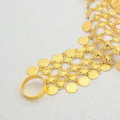 Iron Layered Coin & Flower Link Ring Bracelets for Women WS2112-1