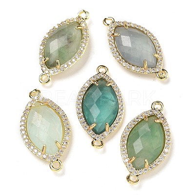 Natural Green Fluorite Faceted Horse Eye Connector Charms G-G181-07G-06-1