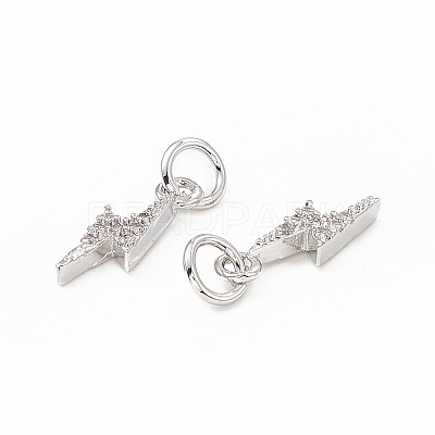 Brass Micro Pave Cubic Zirconia Charms KK-E068-VB223-1