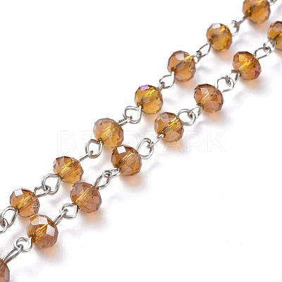 Handmade Electroplate Glass Beaded Chains AJEW-JB00528-03-1