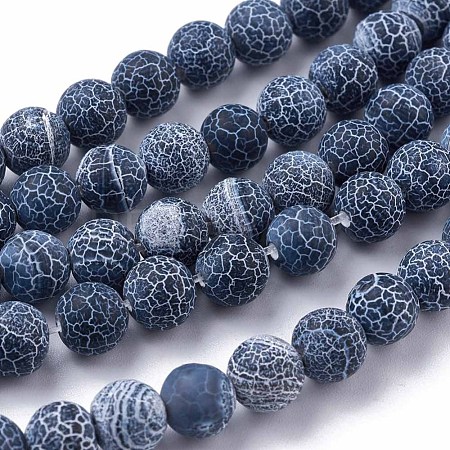 Frosted Natural Agate Beads Strands X-G-F367-8mm-05-1