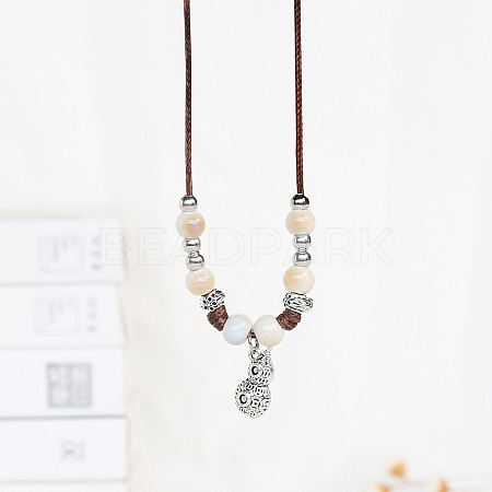 Alloy Pendant Waxed Cord Necklaces FS-WGBC2DA-06-1