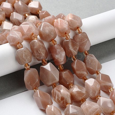 Natural Peach Moonstone Beads Strands G-C182-13-01-1