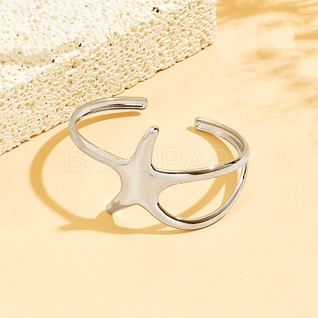 Ocean 304 Stainless Steel Starfish Open Cuff Bangles for Women SA-CBABC9E-04P-1
