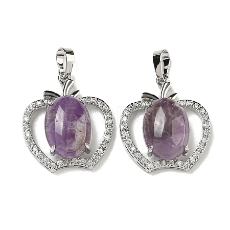 Natural Amethyst with Clear Cubic Zirconia Pendants G-G133-03P-24-1