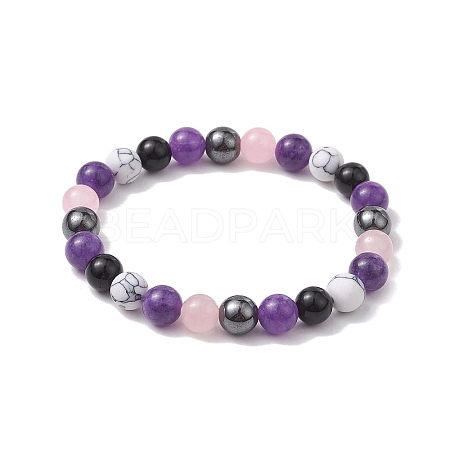 8mm Round Natural Obsidian & Dyed Quartz & Dyed Jade BJEW-JB10437-1