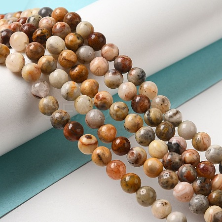 Natural Crazy Lace Agate Round Bead Strands X-G-M272-03-6mm-1
