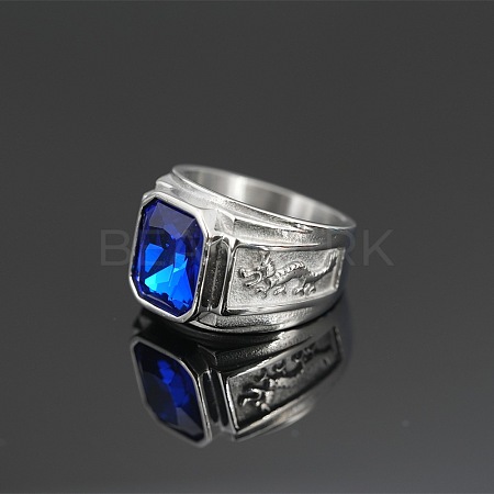Rectangle 304 Stainless Steel with Cubic Zirconia Finger Rings for Men FS-WG909F6-24-1