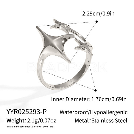 304 Stainless Steel Adjustable Cuff Open Rings for Women SQ1302-2-1