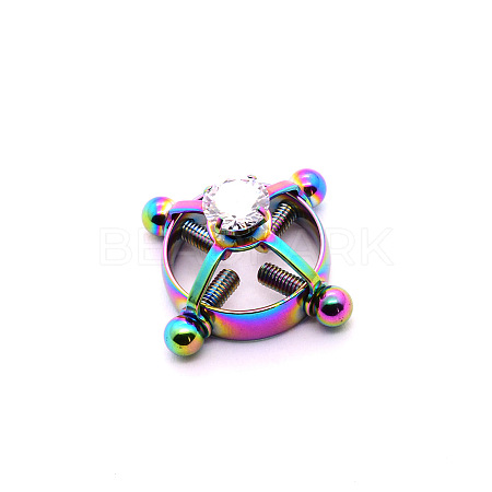 304 Stainless Steel Crystal Rhinestone Clip on Nipple Rings WGE16BD-03-1