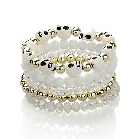 Trendy Acrylic & Glass Beaded Stretch Bracelets for Girls BJEW-PJB817-4-1