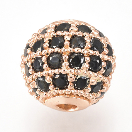 Brass Micro Pave Cubic Zirconia Beads ZIRC-Q013-10mm-143RG-1